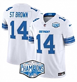 Men's Detroit Lions #14 Amon-Ra St. Brown White 2024 NFC North Champions F.U.S.E. Vapor Limited Stitched Jersey,baseball caps,new era cap wholesale,wholesale hats